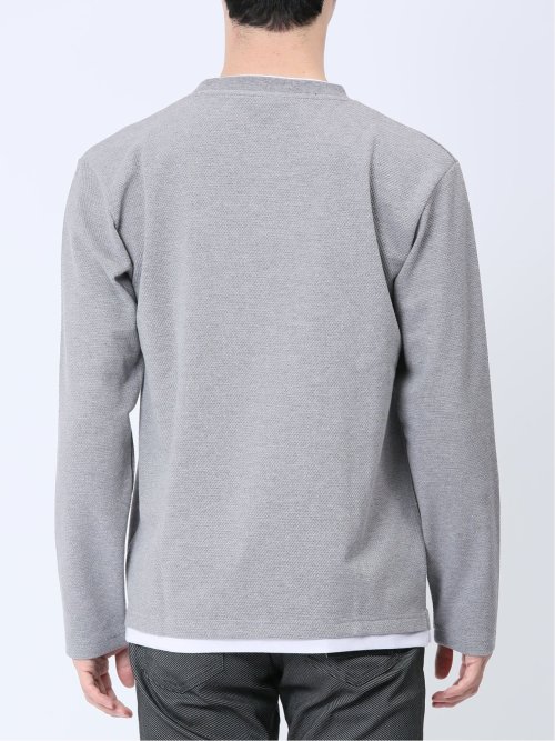 ポップコーン フェイククルーネック長袖Tシャツ