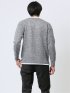 メランジニットソー フェイクキーネック長袖Tシャツ