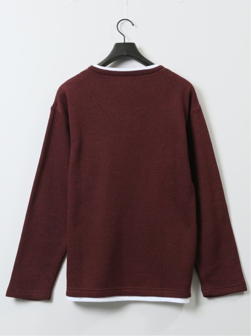 スラブ裏起毛 Vネック長袖Tシャツ