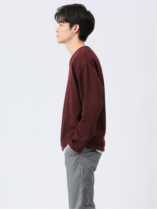スラブ裏起毛 Vネック長袖Tシャツ