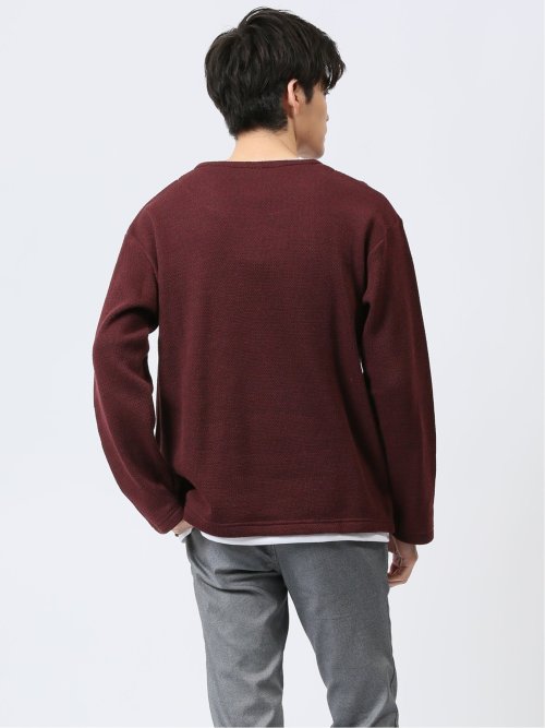スラブ裏起毛 Vネック長袖Tシャツ