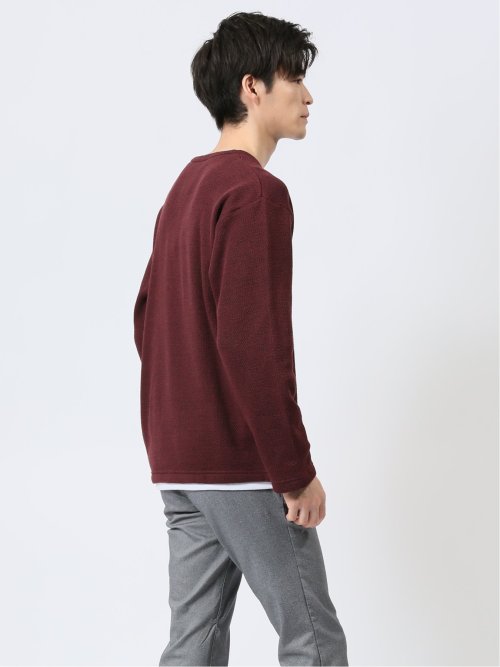 スラブ裏起毛 Vネック長袖Tシャツ