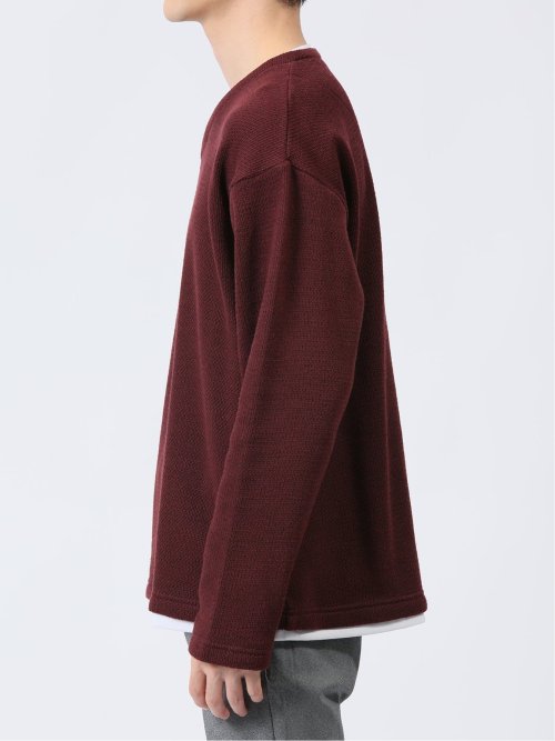 スラブ裏起毛 Vネック長袖Tシャツ