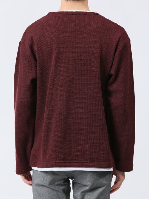 スラブ裏起毛 Vネック長袖Tシャツ