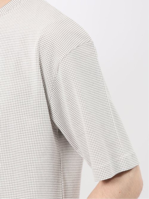 格子柄ジャガード クルーネック半袖Tシャツ