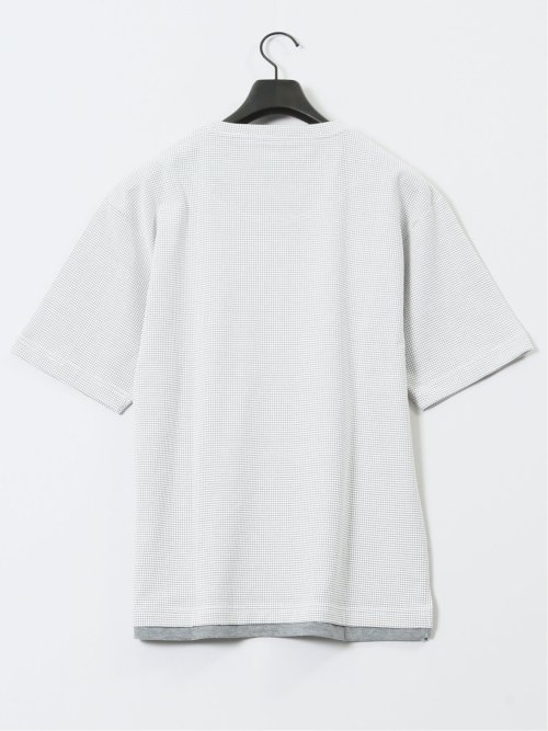 格子柄ジャガード クルーネック半袖Tシャツ