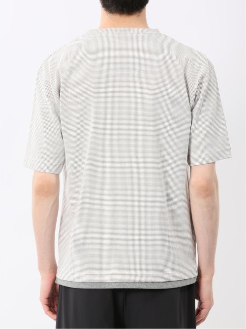 格子柄ジャガード クルーネック半袖Tシャツ
