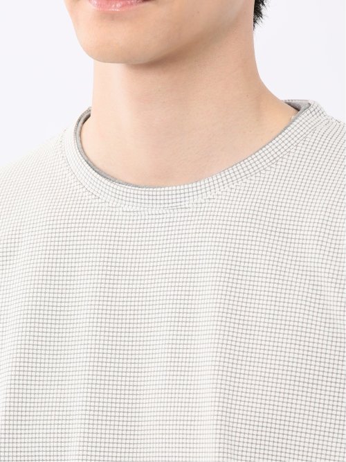 格子柄ジャガード クルーネック半袖Tシャツ