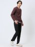 ストレッチポンチ フェイクキーネック長袖Tシャツ