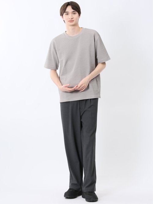 ジグザグジャガード クルーネック半袖Tシャツ