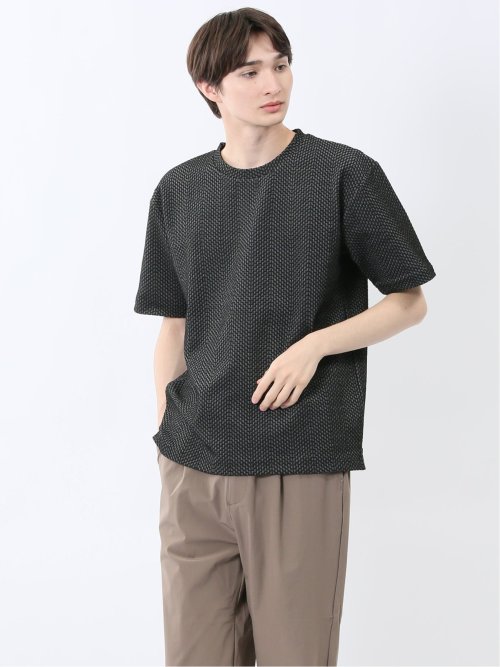 ジグザグジャガード クルーネック半袖Tシャツ