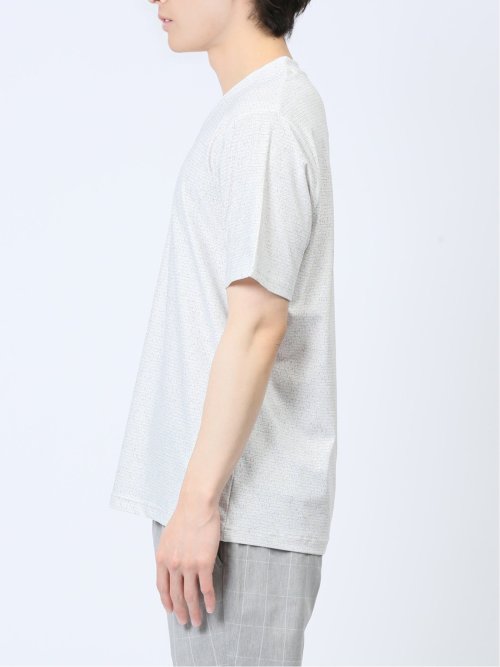 メッシュ 転写プリントフェイクVネック半袖Tシャツ