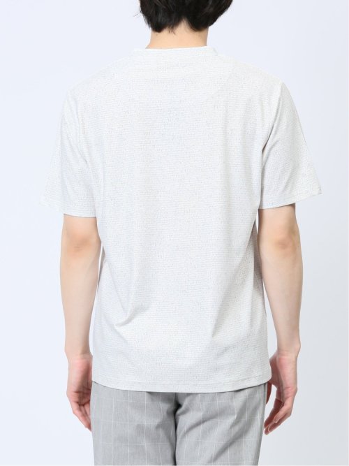 メッシュ 転写プリントフェイクVネック半袖Tシャツ