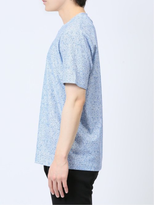 メッシュ 転写プリントフェイクVネック半袖Tシャツ