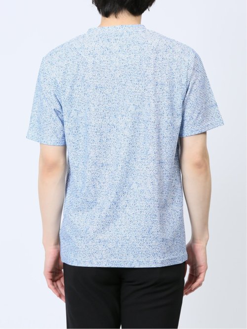 メッシュ 転写プリントフェイクVネック半袖Tシャツ