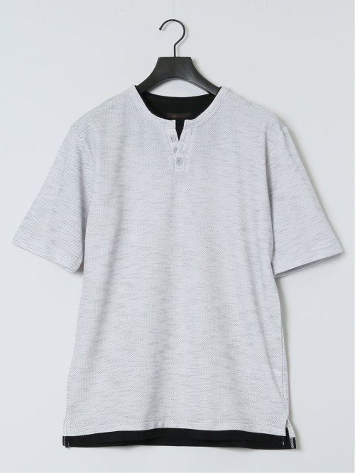 杢スラブ フェイクヘンリーネック半袖Tシャツ