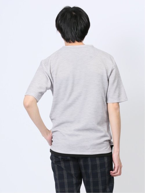 杢スラブ フェイクヘンリーネック半袖Tシャツ