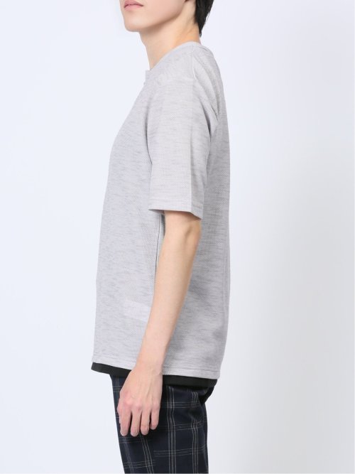 杢スラブ フェイクヘンリーネック半袖Tシャツ