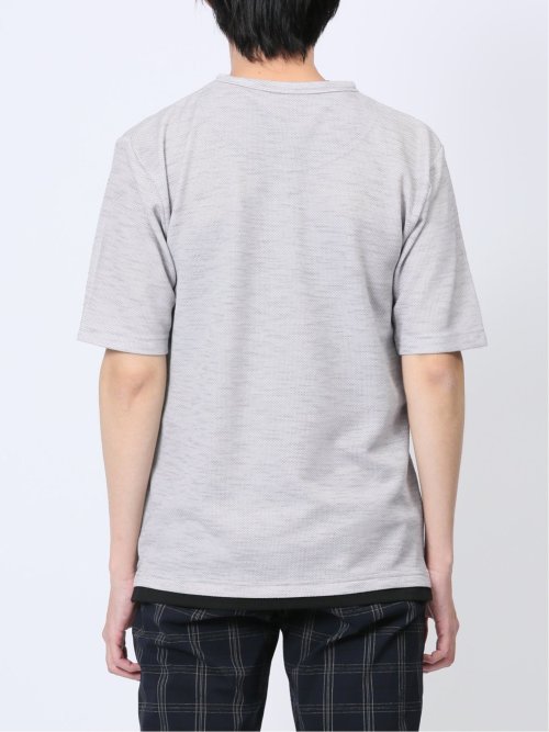 杢スラブ フェイクヘンリーネック半袖Tシャツ