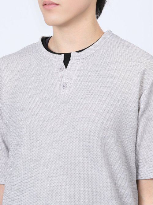 杢スラブ フェイクヘンリーネック半袖Tシャツ
