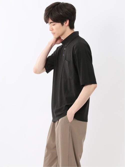 冷感 格子柄ジャガード 半袖ポロシャツ