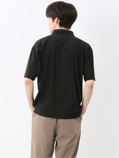 冷感 格子柄ジャガード 半袖ポロシャツ