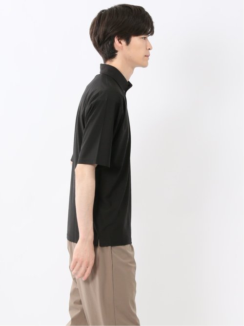 冷感 格子柄ジャガード 半袖ポロシャツ