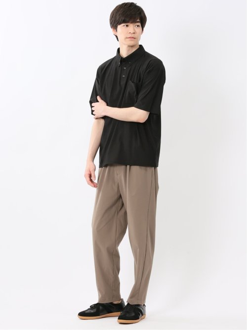 冷感 格子柄ジャガード 半袖ポロシャツ