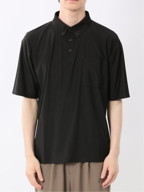 冷感 格子柄ジャガード 半袖ポロシャツ