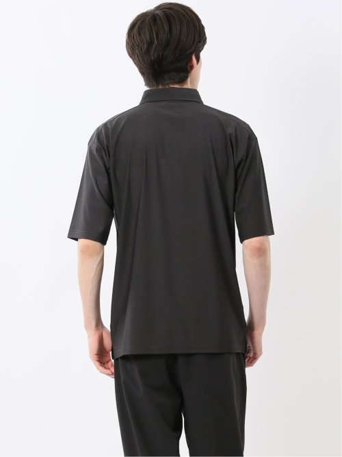 冷感 格子柄ジャガード 半袖ポロシャツ