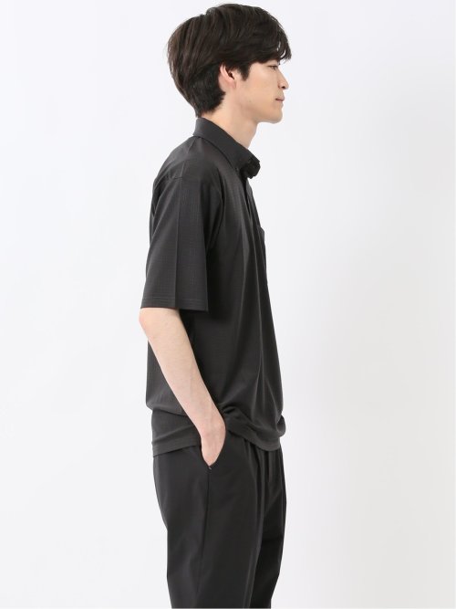 冷感 格子柄ジャガード 半袖ポロシャツ