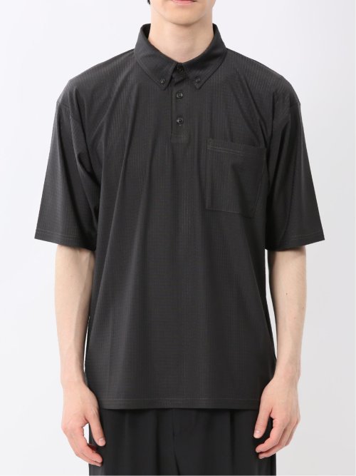 冷感 格子柄ジャガード 半袖ポロシャツ