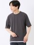 接触冷感 ストレッチ イージーケア ジャガード クルーネック 半袖 Tシャツ