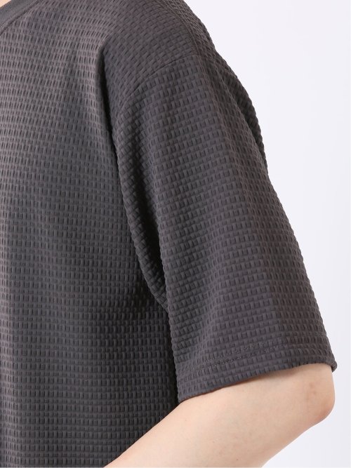 接触冷感 ストレッチ イージーケア ジャガード クルーネック 半袖 Tシャツ