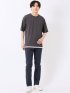 接触冷感 ストレッチ イージーケア ジャガード クルーネック 半袖 Tシャツ