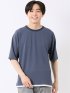 ストレッチ 接触冷感 イージーケア ジャガード レイヤード風 クルーネック 半袖 Tシャツ メンズ