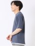 ストレッチ 接触冷感 イージーケア ジャガード レイヤード風 クルーネック 半袖 Tシャツ メンズ