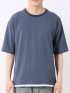 ストレッチ 接触冷感 イージーケア ジャガード レイヤード風 クルーネック 半袖 Tシャツ メンズ