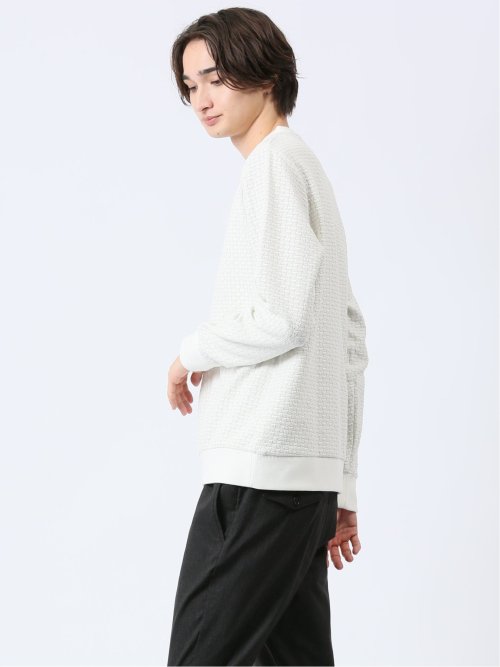バイアスジャガード クルーネック長袖Tシャツ