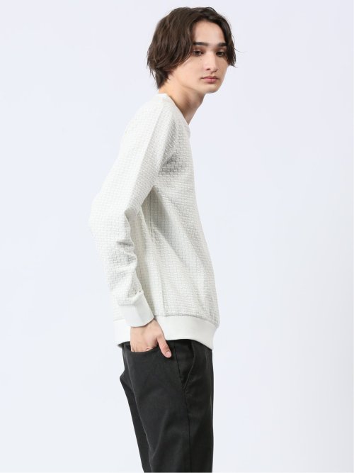 バイアスジャガード クルーネック長袖Tシャツ