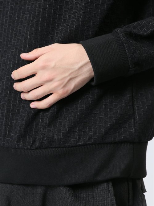 バイアスジャガード クルーネック長袖Tシャツ