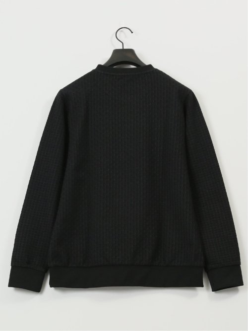 バイアスジャガード クルーネック長袖Tシャツ