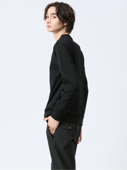 バイアスジャガード クルーネック長袖Tシャツ
