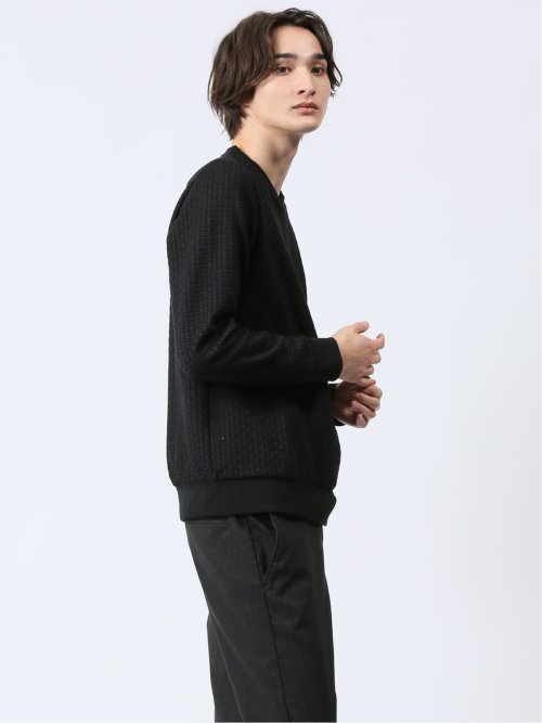 バイアスジャガード クルーネック長袖Tシャツ