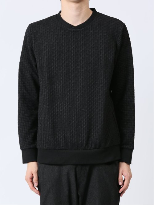 バイアスジャガード クルーネック長袖Tシャツ