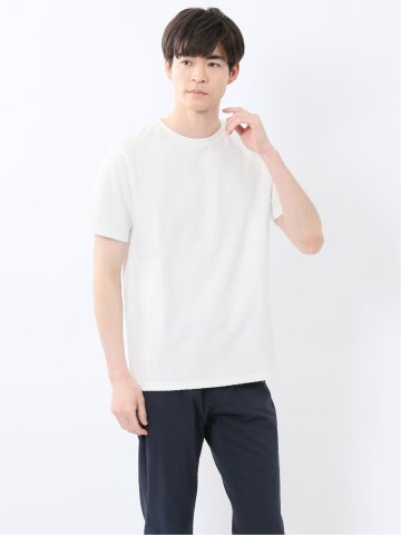 ふくれバイヤスジャガード クルーネック半袖Tシャツ