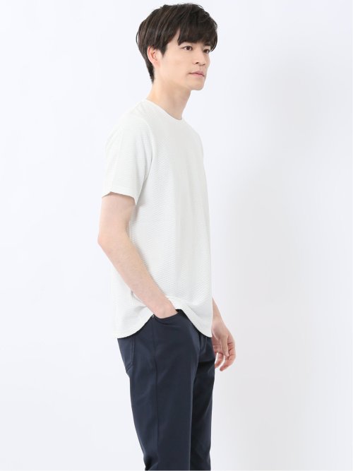 ふくれバイヤスジャガード クルーネック半袖Tシャツ