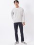 Tシャツ メンズ 長袖 Vネック バイアス ジャガード