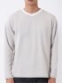Tシャツ メンズ 長袖 Vネック バイアス ジャガード