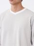 Tシャツ メンズ 長袖 Vネック バイアス ジャガード